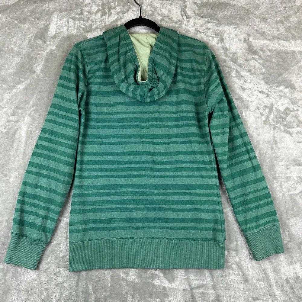 Threads 4 Thought Zip Front Hoodie Men's L Green Stripe Organic Cotton